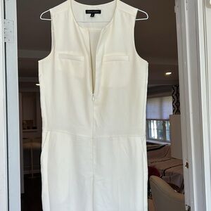 Off white wide leg jumpsuit lined . Front zip - size 4